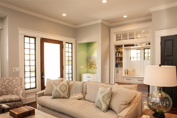 open entryway living room