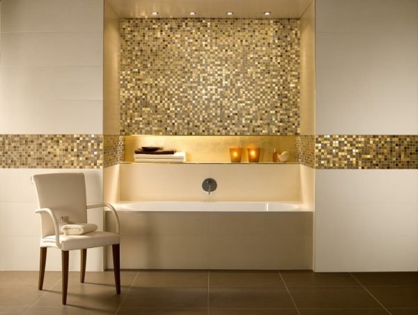 bathroom with mosaic tiles