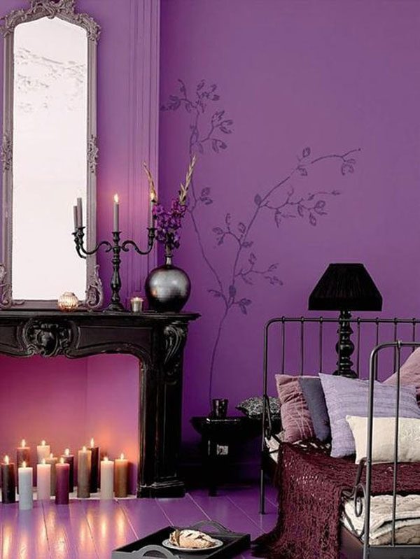 violet color bedroom