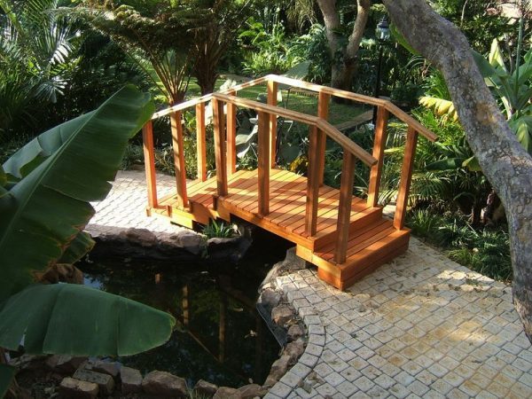 small wooden decorative garden bridge