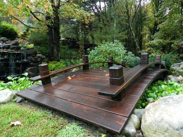 curved wooden bridge