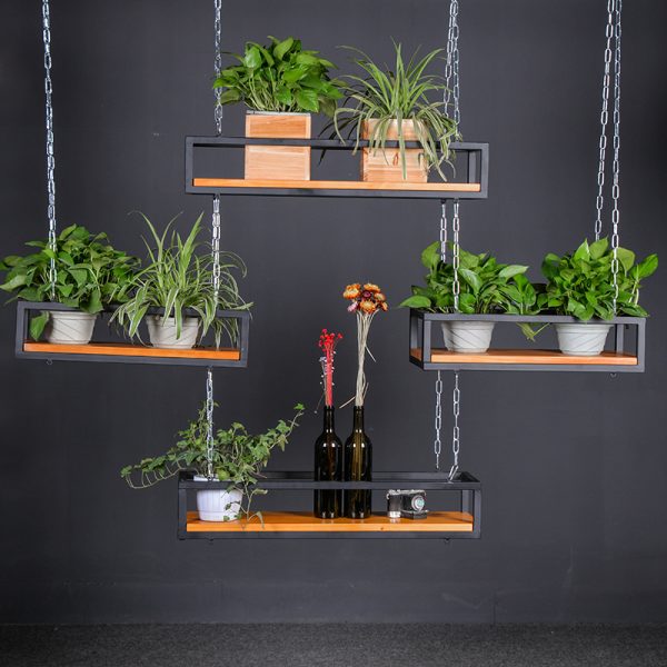 Hanging planter shelves