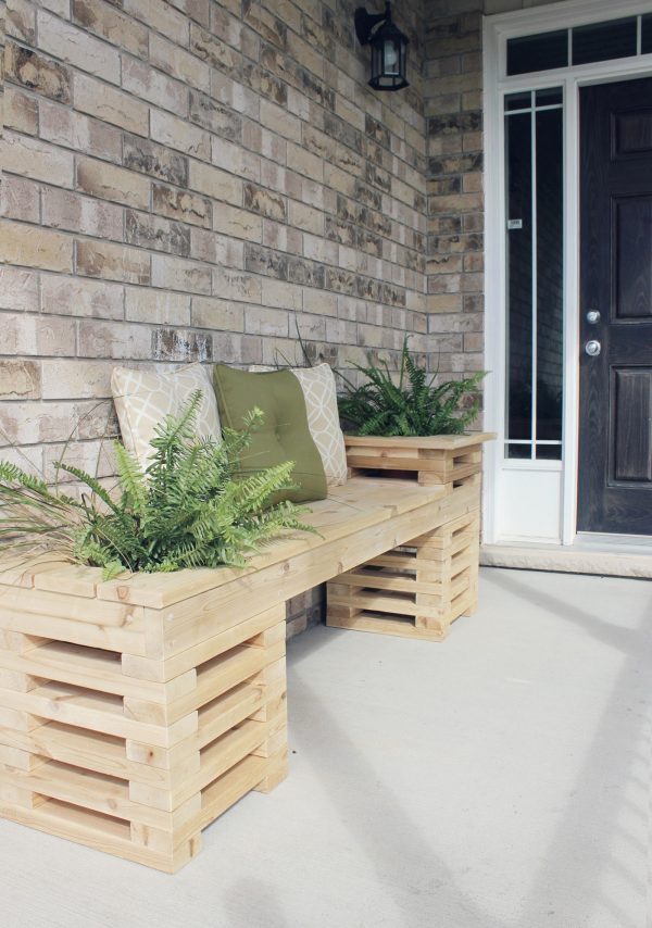 modern outdoor wood bench