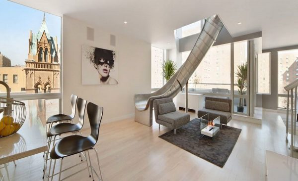 house with slide inside