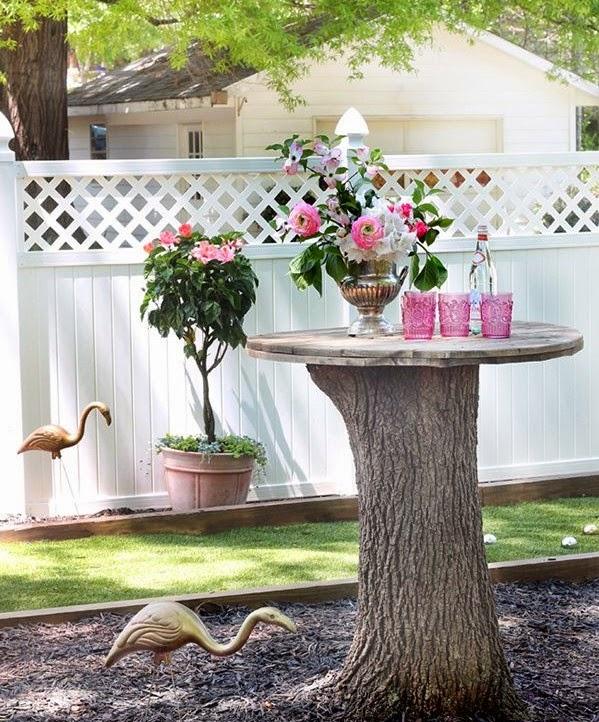 Tree trunk garden decor