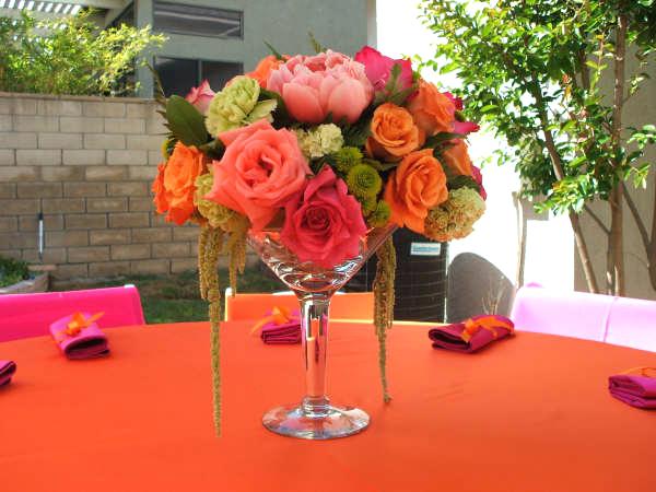 martini glass flower arrangements