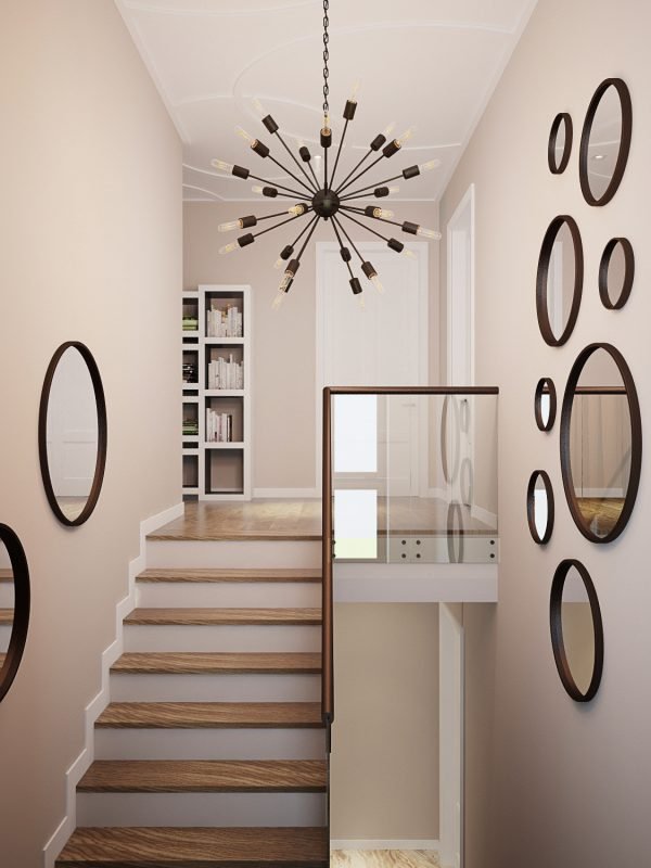 mirror on staircase wall