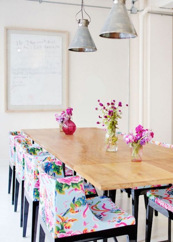 floral fabric dining chairs