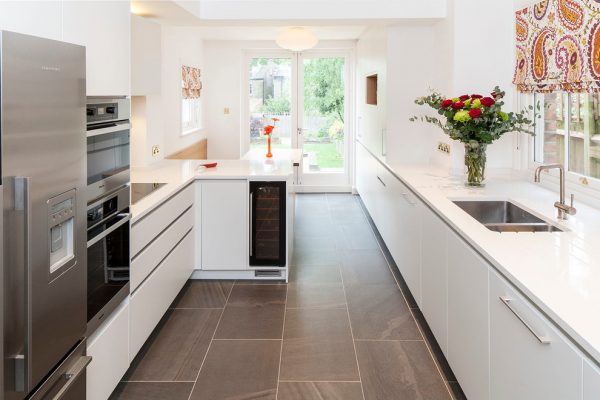 white cabinets with white countertops