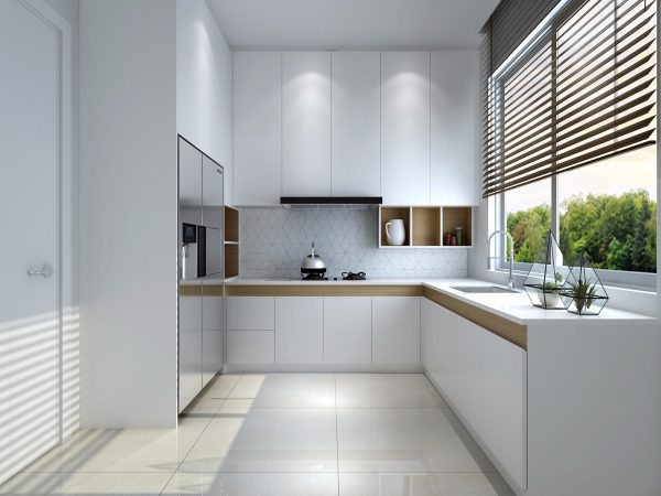 l shaped kitchen design with window