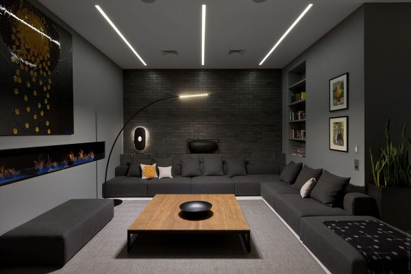 faux brick wall living room