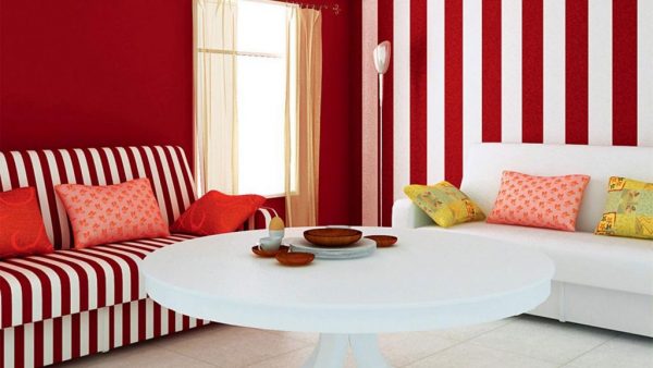 striped living room