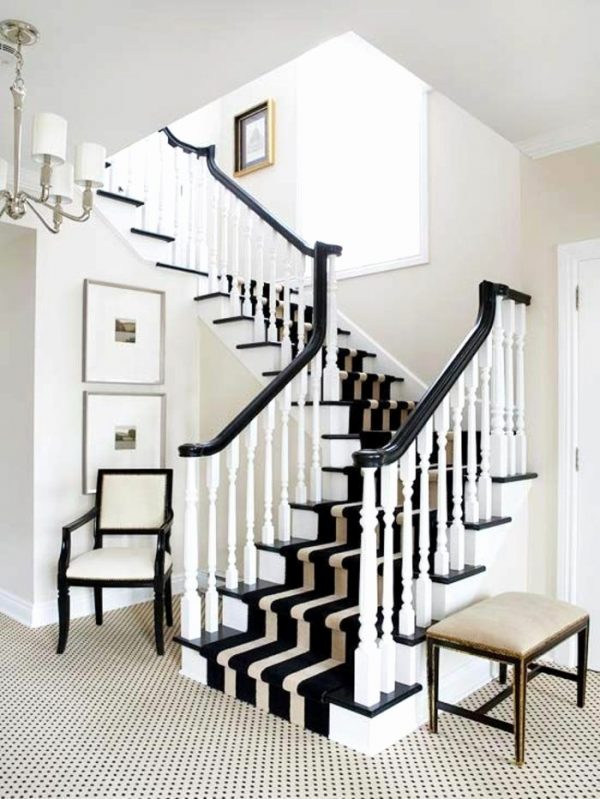 black and white stair runner