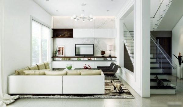 modern white living room