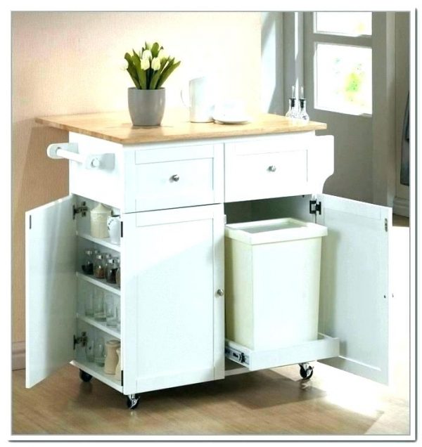 kitchen cart with trash can