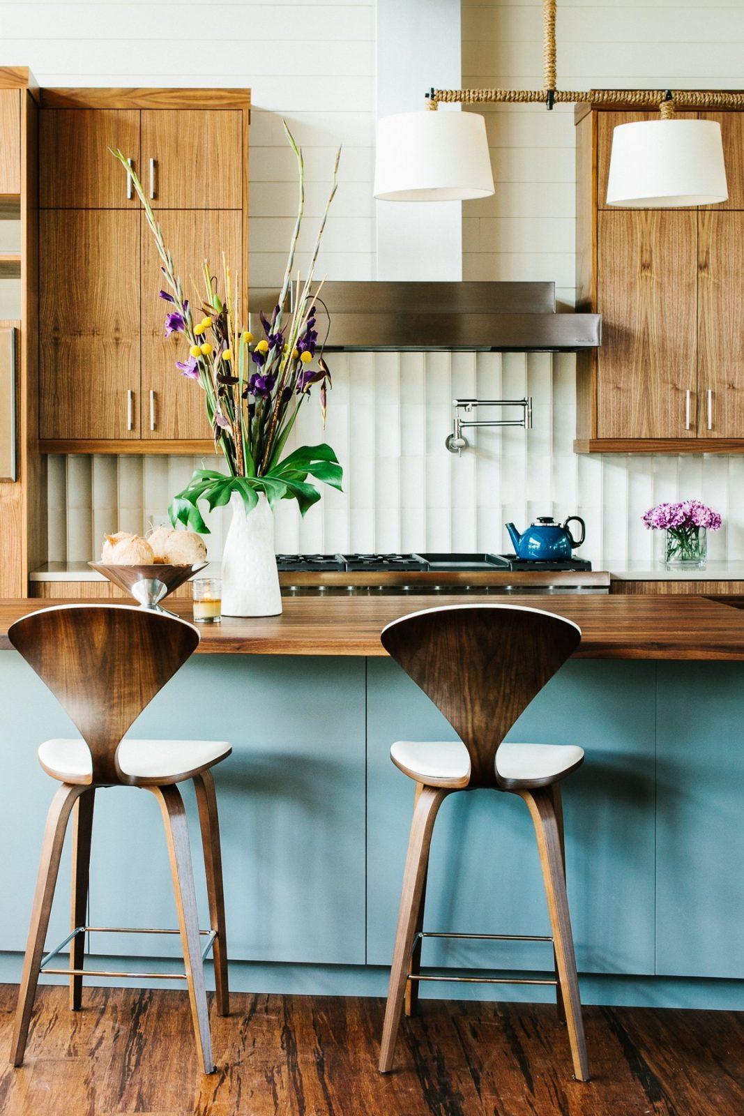 White kitchen with wood accents