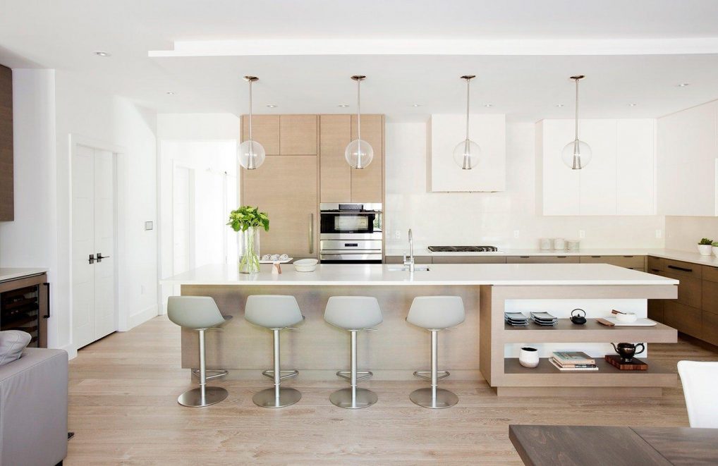 White kitchen with wood accents