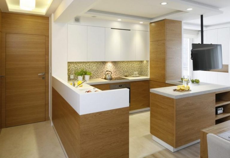 White kitchen with wood accents