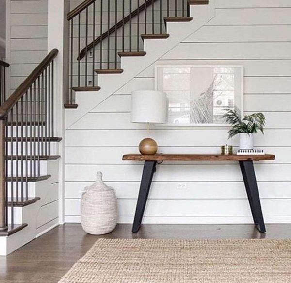 white shiplap wall