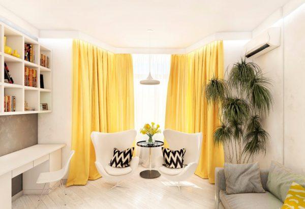 bright yellow curtains