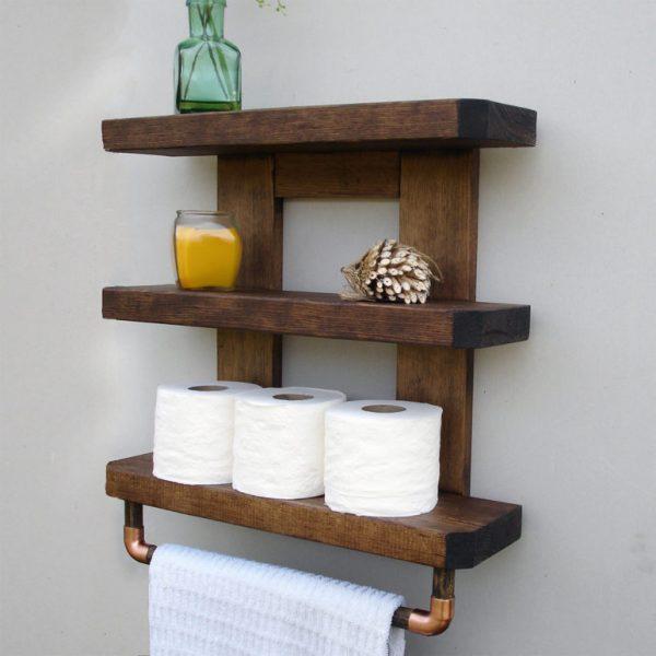 wooden bathroom shelves