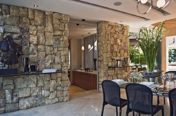 modern stone accent wall