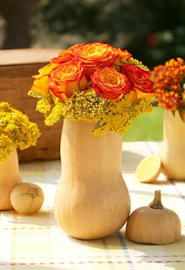  flowers in a pumpkin centerpiece