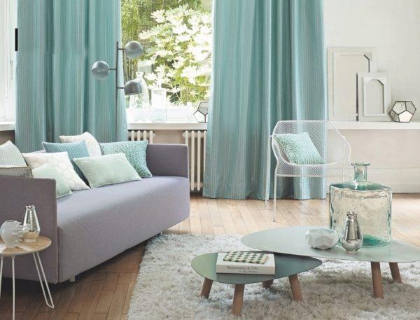 mint green and grey living room