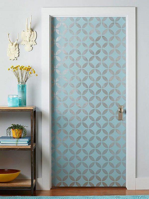 wallpapered door