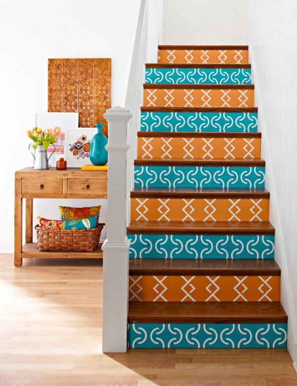 wallpapered stairs ideas