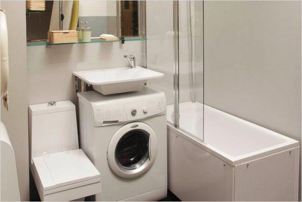 washing machine under bathroom sink