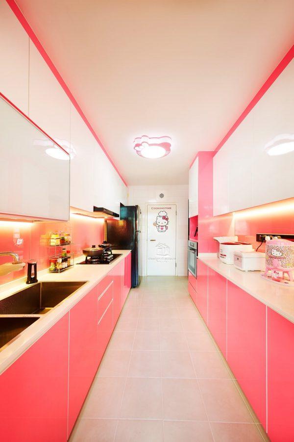 kitchen pink and white