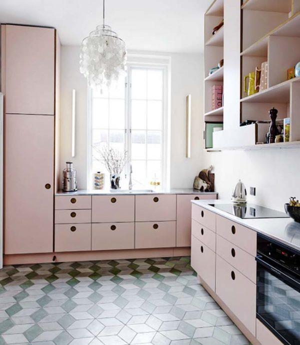 pink kitchen cabinets