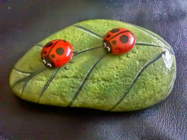 rock painting ladybug