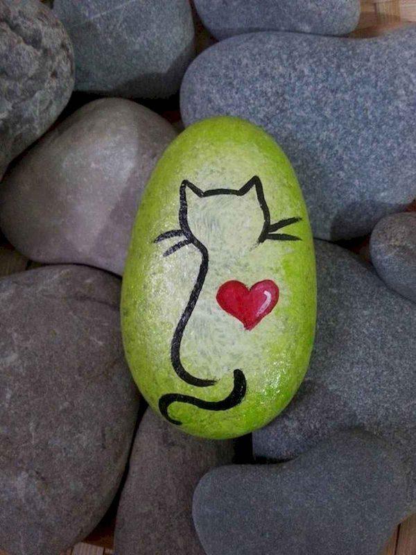 rock painting ideas cats