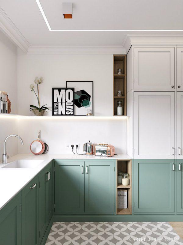 painted kitchen cabinets two tone