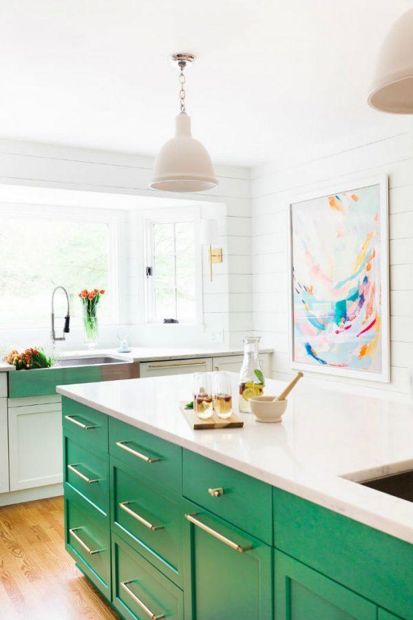 painted kitchen cabinets green