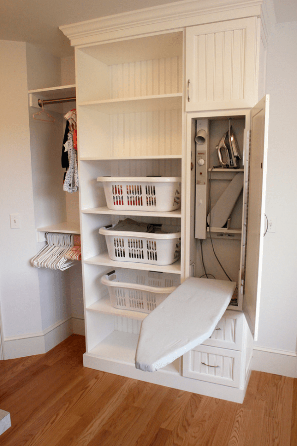built in ironing board cabinet