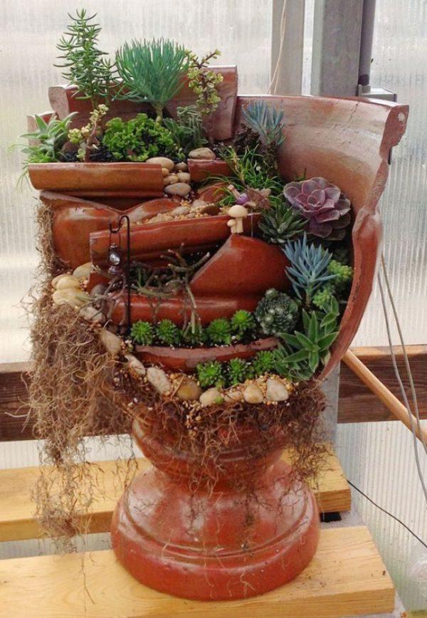  broken pot garden ideas