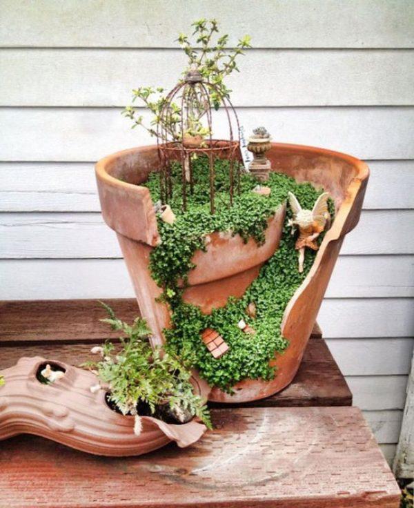 broken pot planter