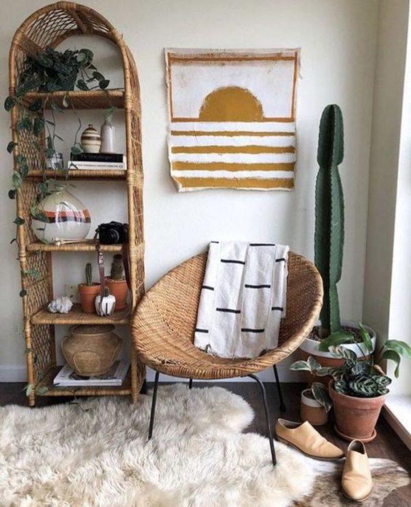 arched wicker shelf