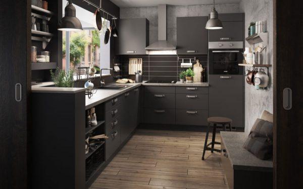 matte black kitchen cabinets