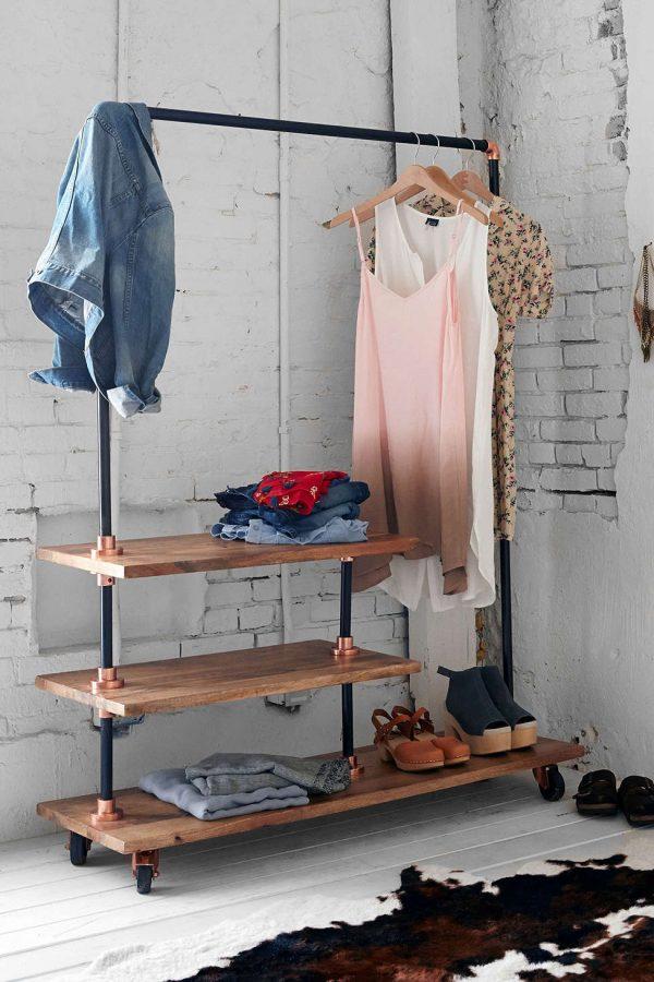 clothing rack with shelves