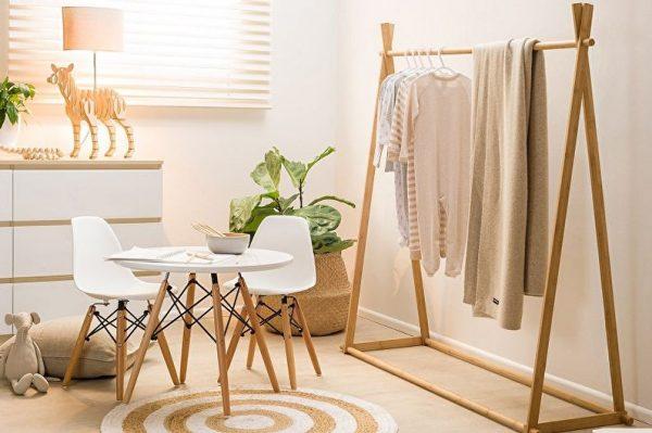 wooden clothes rack