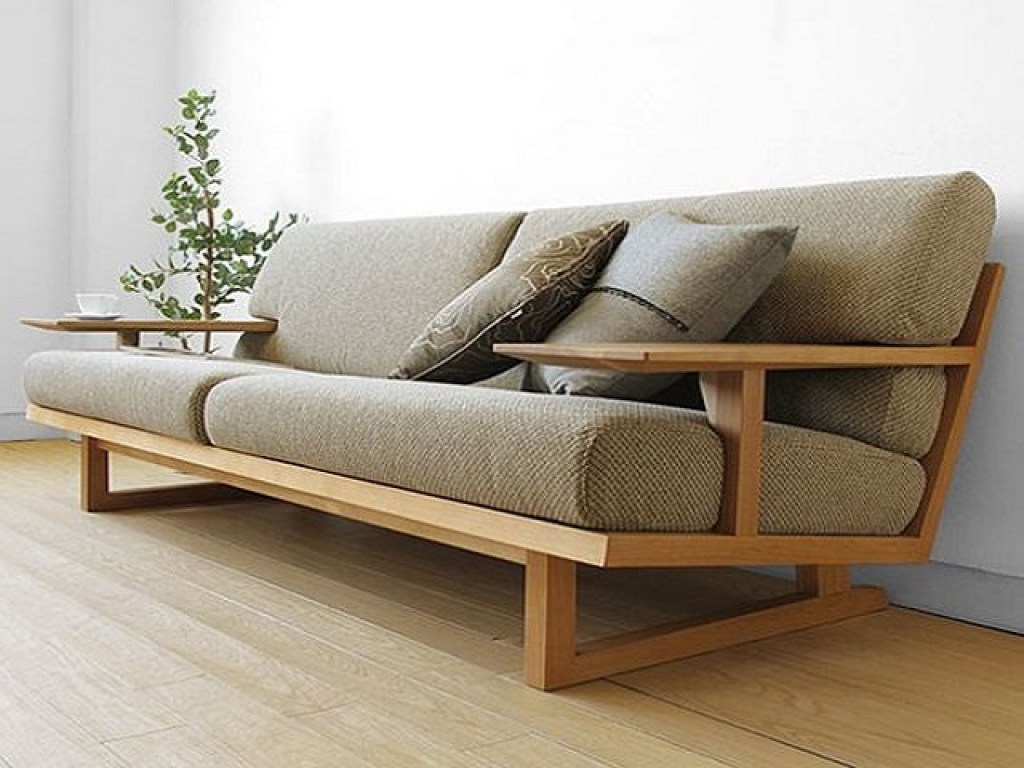 sofa bed wooden arms