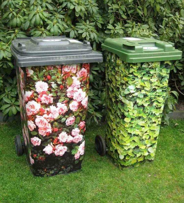 camouflage garbage cans