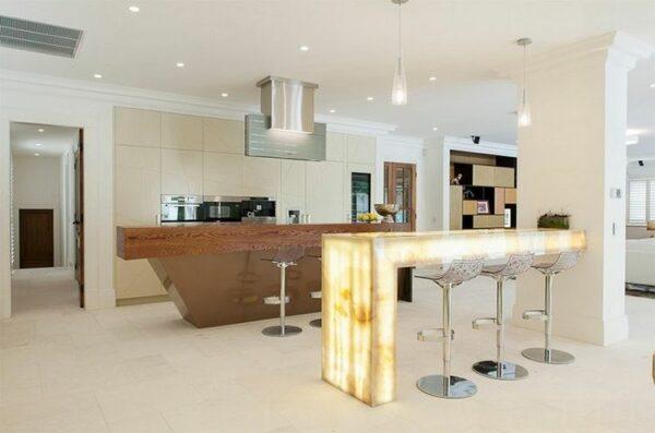 two kitchen islands side by side