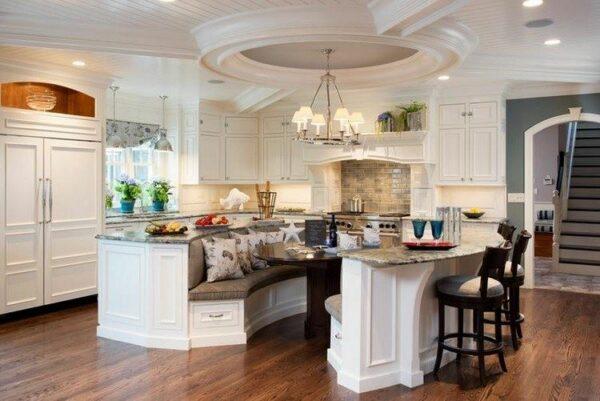 farmhouse double island kitchen