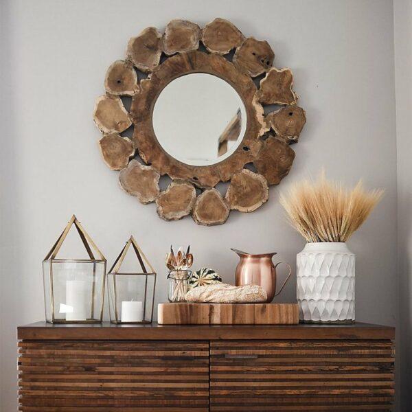 natural wood decorative mirror