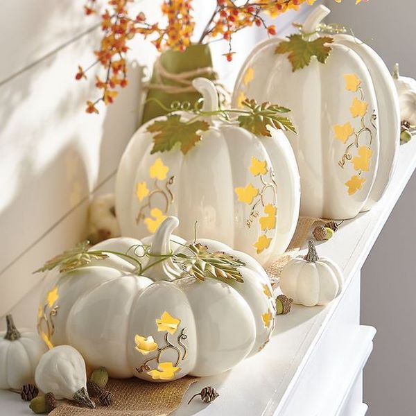 large white pumpkin decor